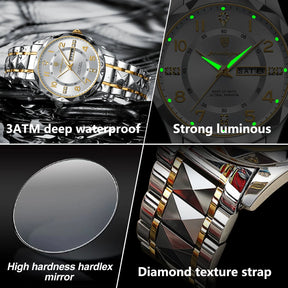 POEDAGAR Exquisite Luxury Men Quartz Wristwatch Stainless Steel Date Week Business Man Watch Waterproof Luminous Watches For Men