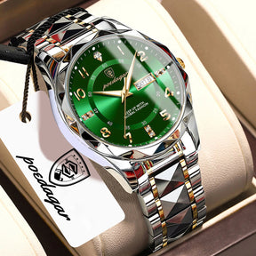 POEDAGAR Exquisite Luxury Men Quartz Wristwatch Stainless Steel Date Week Business Man Watch Waterproof Luminous Watches For Men