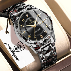 POEDAGAR Exquisite Luxury Men Quartz Wristwatch Stainless Steel Date Week Business Man Watch Waterproof Luminous Watches For Men